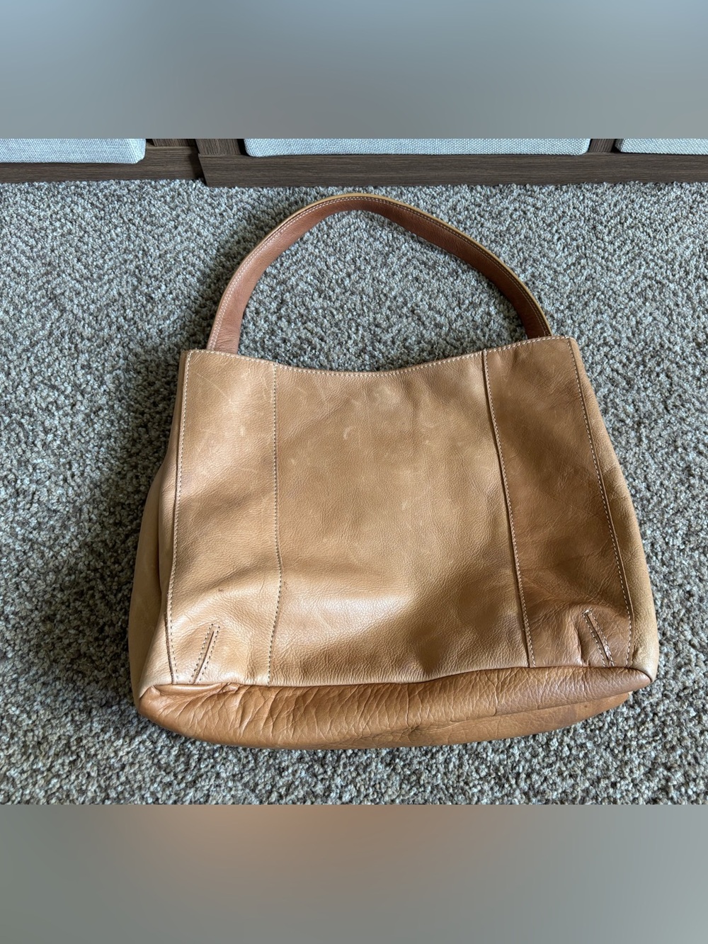American Leather Co. Tan Shoulder Bag Purse Soft - Picture 3 of 8